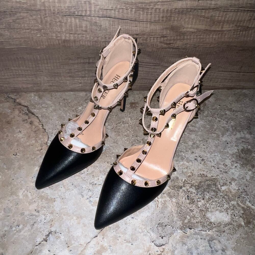 Studded Ankle Strap High Heels Stilettos Pumps Sz 8.5 Dress Shoes Formal Wedding - Picture 8 of 16